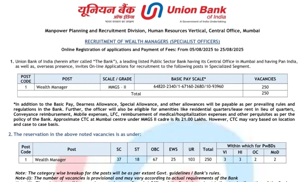 Union Bank SO Recruitment 2025 Vacancy