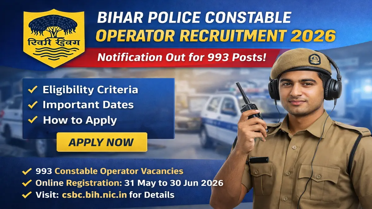 Bihar Police Constable Operator Recruitment 2026 Notification Out for 993 Post