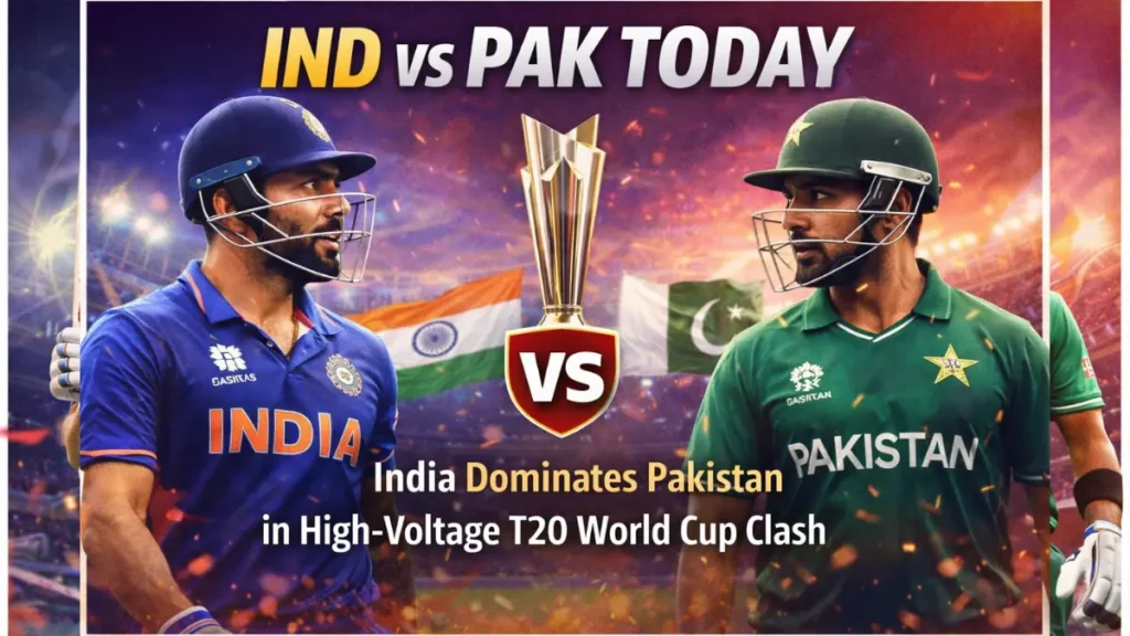 IND vs PAK Today: India Dominates Pakistan in High-Voltage T20 World Cup Clash