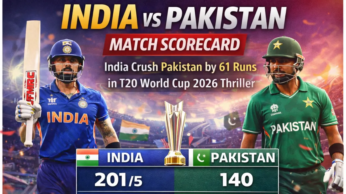 India vs Pakistan Match Scorecard: India Crush Pakistan by 61 Runs in T20 World Cup 2026 Thriller