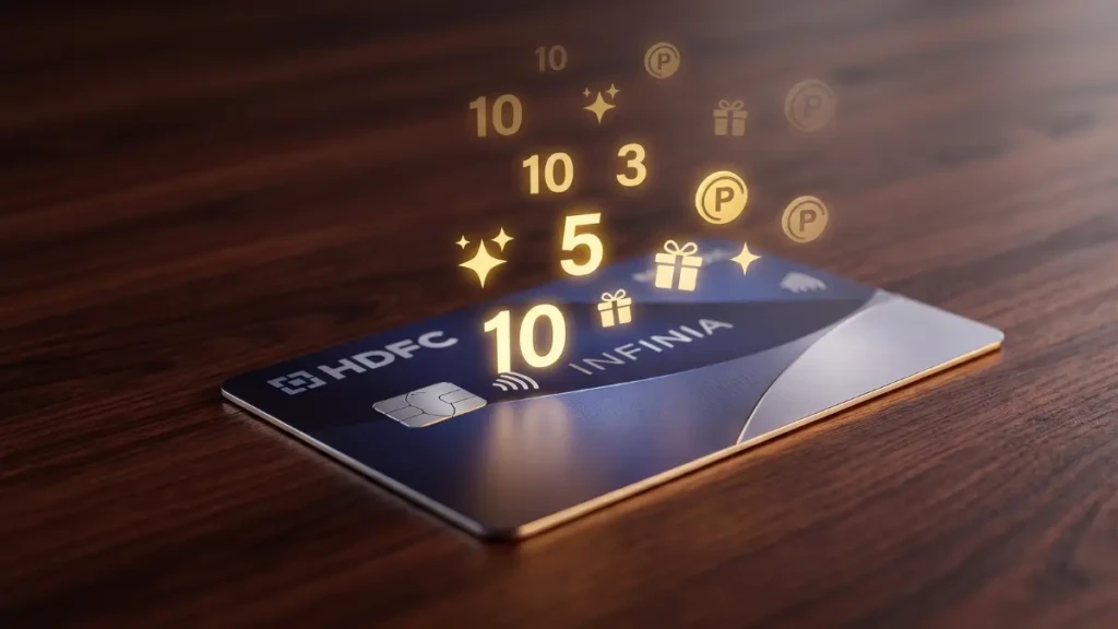 Conceptual image showing the devaluation of base reward points on HDFC credit cards.